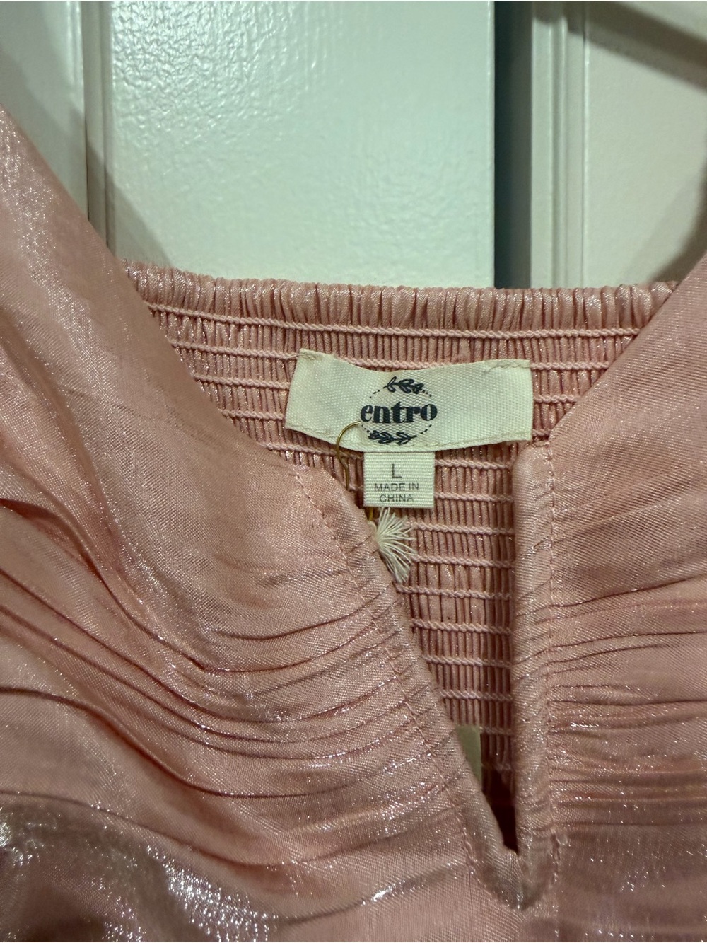 entro Shimmery Blush Pink V-Neck Peasant Tunic - Picture 4 of 9